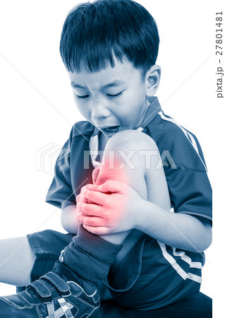 Asian soccer player with pain at shin. Isolated Asian soccer player with pain at shin. Isolated 27801481