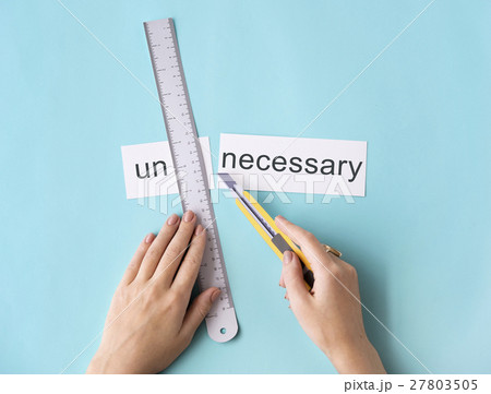 Unnecessary Unwanted Hands Cut Word Split Concept 27803505