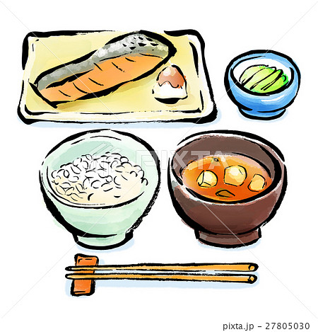 筆描き 和食 朝飯のイラスト素材 27805030 Pixta