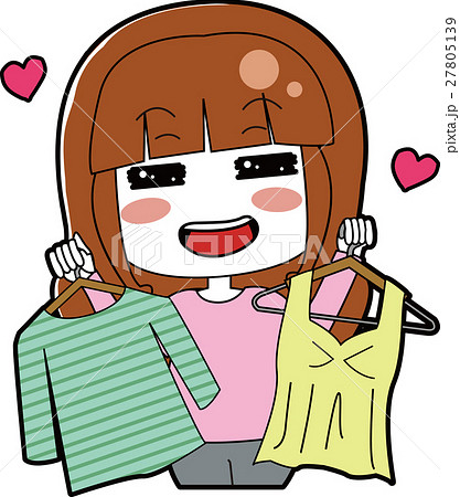 嬉しそうに服選びをする女性のイラスト 嬉しそうに服選びをする女性のイラスト 27805139