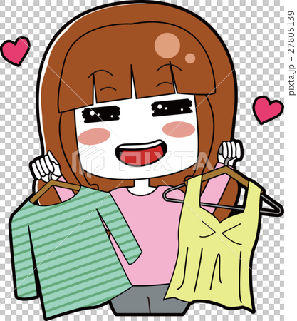 嬉しそうに服選びをする女性のイラスト 嬉しそうに服選びをする女性のイラスト 27805139