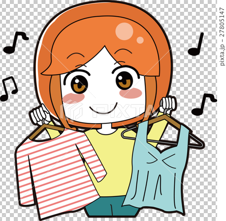 るんるんで服選びをする女性のイラスト 27805147