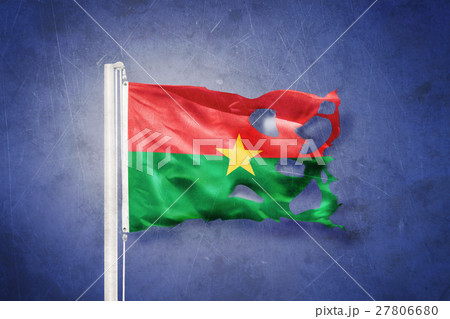 Torn flag of Burkina Faso flying against grunge Torn flag of Burkina Faso flying against grunge 27806680