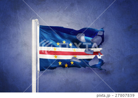 Torn flag of Cape Verde flying against grunge 27807839