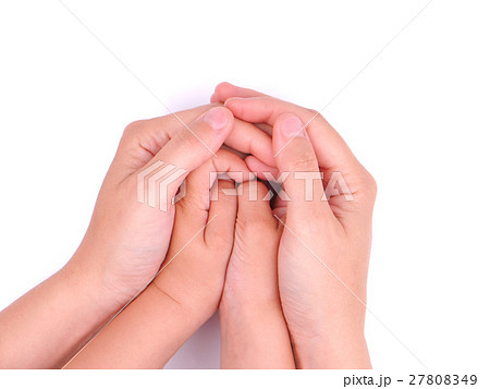 hands child and mother on a white background hands child and mother on a white background 27808349