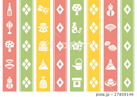 ひなまつり　繧繝模様のアイコンセット 27809146