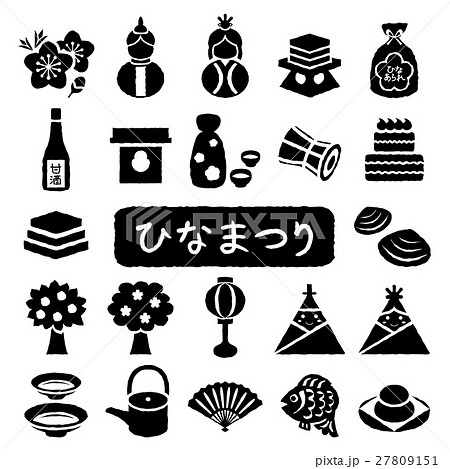 ひなまつり アイコンセットのイラスト素材