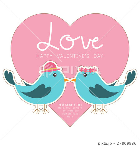 Couple of cute birds with love heart.  27809936