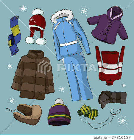 Set of warm winter clothes design Set of warm winter clothes design 27810157