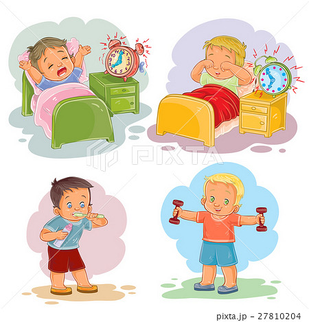 Clip art illustrations of little children wake up Clip art illustrations of little children wake up 27810204
