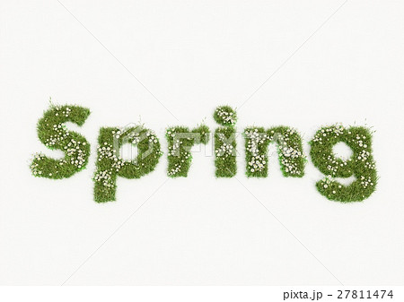Spring word typed by flowers and grass 27811474