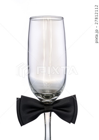 empty champagne glass with bow tie empty champagne glass with bow tie 27812112