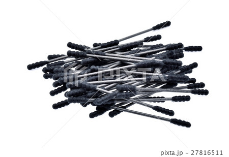Black cotton sticks (cotton buds) on white  27816511