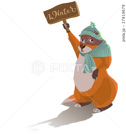 Groundhog Day. Sad marmot predicted winter 27819679