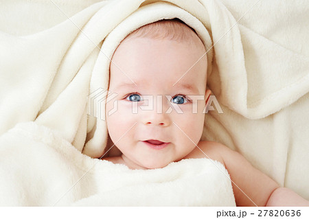 Baby sleeping covered with soft blanket Baby sleeping covered with soft blanket 27820636