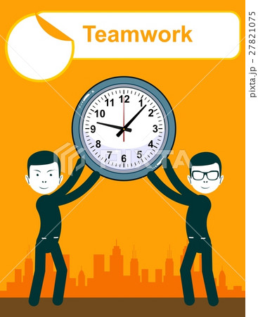 Abstract Businessman holding Time.Teamwork 27821075