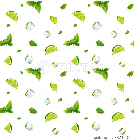 Seamless white pattern, mojito with Ice cubes Seamless white pattern, mojito with Ice cubes 27821236