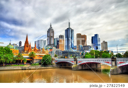 Skyline of Melbourne along the Yarra River and Skyline of Melbourne along the Yarra River and 27822549