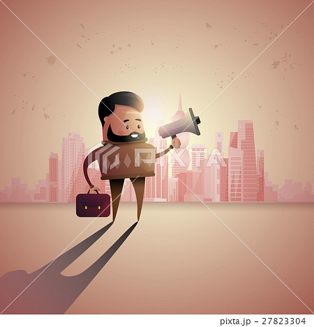 Businessman Hold Megaphone Announcement Business Businessman Hold Megaphone Announcement Business 27823304