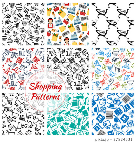 Shopping retail seamless vector patterns set 27824331