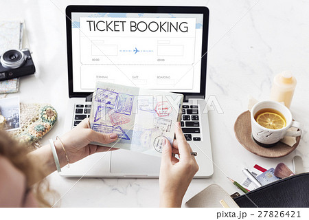 Booking Ticket Air Online Travel Trip Vacation Concept Booking Ticket Air Online Travel Trip Vacation Concept 27826421