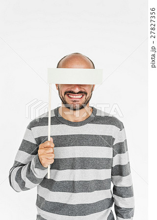 Man Cover Eye Smiling Happiness Portrait Concept 27827356