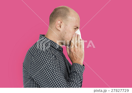 Man Sneezing Studio Portrait Concept 27827729
