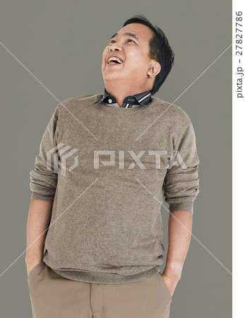 Asian Man Lean Back Laughing Concept Asian Man Lean Back Laughing Concept 27827786