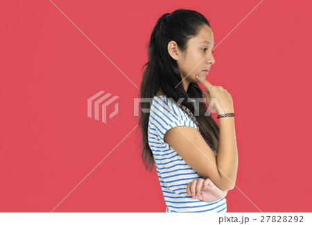 Asian Girl Thoughtful Unhappy Emotion Concept 27828292