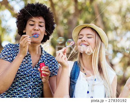 Two women friends in park 27830192