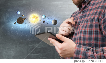 Hipster guy with tablet device Hipster guy with tablet device 27831012