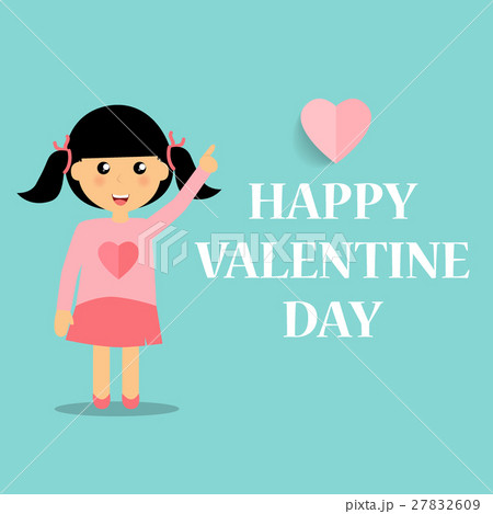 Valentines day background design with Cute girl. Vector illustration 27832609