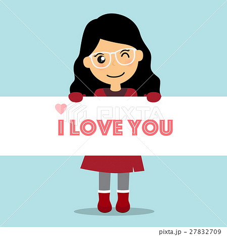 Valentines day background design with Cute girl. Vector illustration Valentines day background design with Cute girl. Vector illustration 27832709