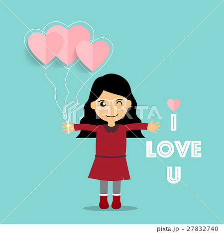 Valentines day background design with Cute girl. Vector illustration 27832740