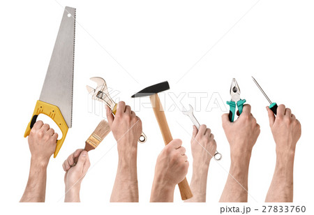 Set of people's hands holding different building Set of people's hands holding different building 27833760