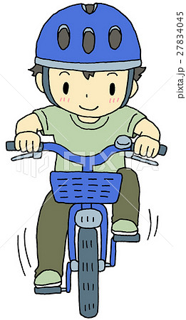 自転車 男の子 正面のイラスト素材