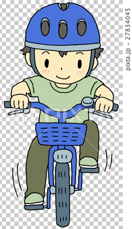 自転車 男の子 正面のイラスト素材