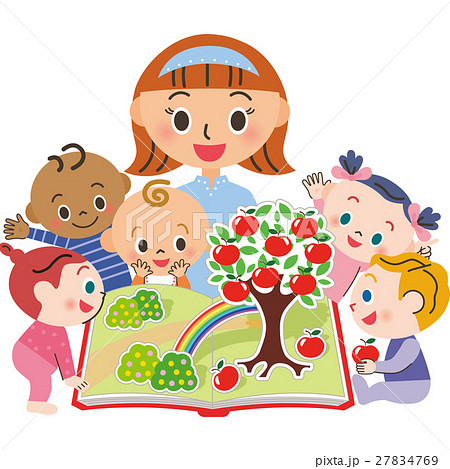 赤ちゃんに絵本を読む 27834769