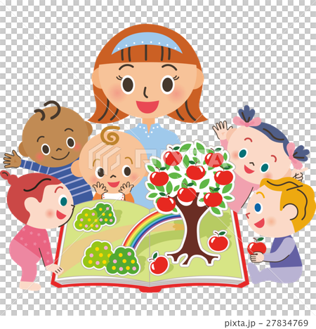 赤ちゃんに絵本を読む 27834769