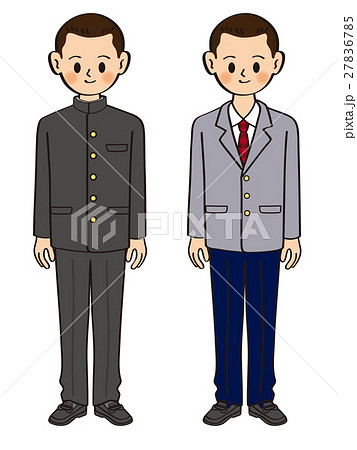 学生 男 正面 のイラスト素材