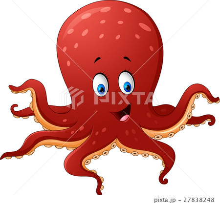 Cartoon Smiling Octopusのイラスト素材 2748