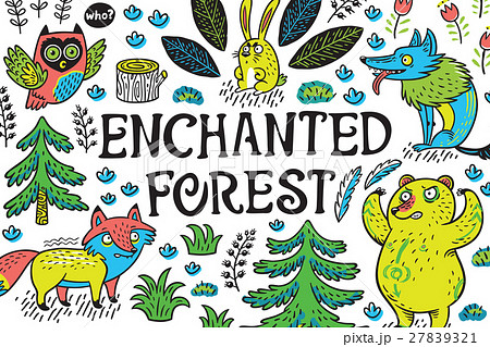 Hand drawn poster with cool cartoon animals 27839321