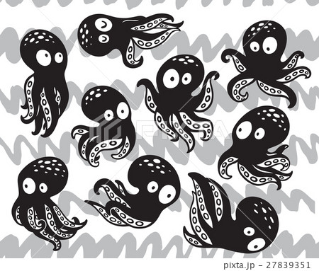 Collection of octopuses in cartoon style 27839351