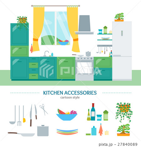 Interior Classic Kitchen with Furniture and Interior Classic Kitchen with Furniture and 27840089