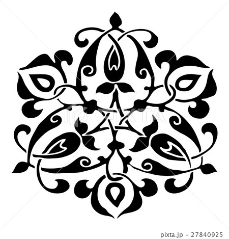 Ornamental round flower silhouette pattern Ornamental round flower silhouette pattern 27840925