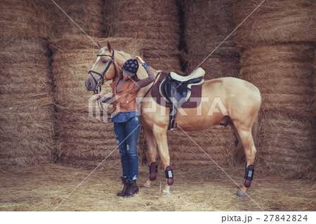 beautiful woman with a horse 27842824