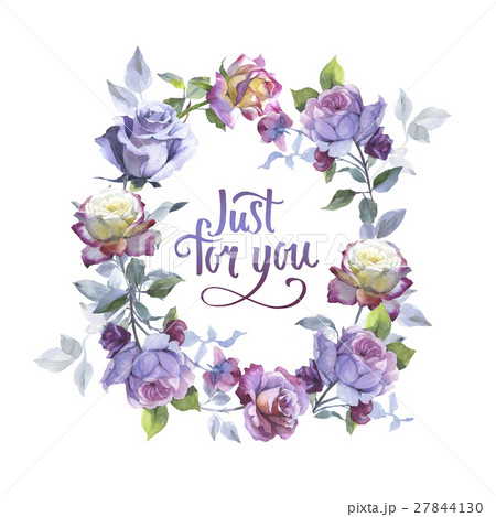 Wildflower rose flower wreath in a watercolor 27844130