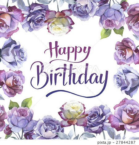 Wildflower rose flower frame in a watercolor style 27844287