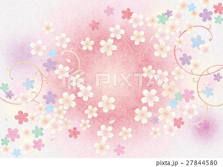 背景素材 桜よこ 背景グラデーションピンク テクスチャのイラスト素材
