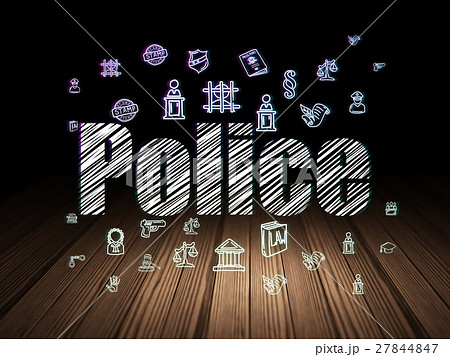 Law concept: Police in grunge dark room 27844847